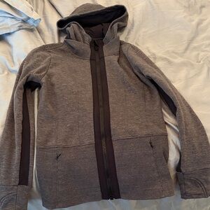 Athleta Dark Gray Fleece-Lined Hoodie Jacket